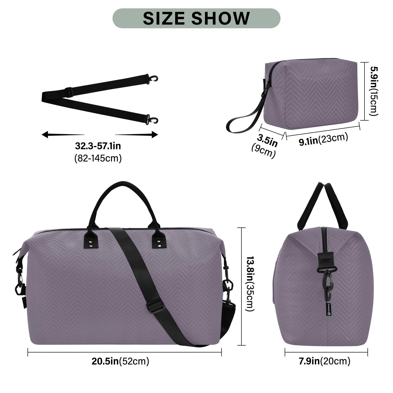 Reisetaschen-Set, 2-teilig, Volldruck, Trolleyhülle, modisch, Fitnessstudio, Pflaumenschatten, One Size, Klassisch