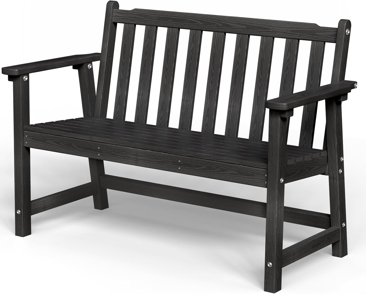 Outdoor Bench, 2-Person HDPE Garden Bench, All Weather Poly Patio Bench for Outdoors, Garden, Backyard, Porch and Park, 550 lbs Weight Capacity, Black