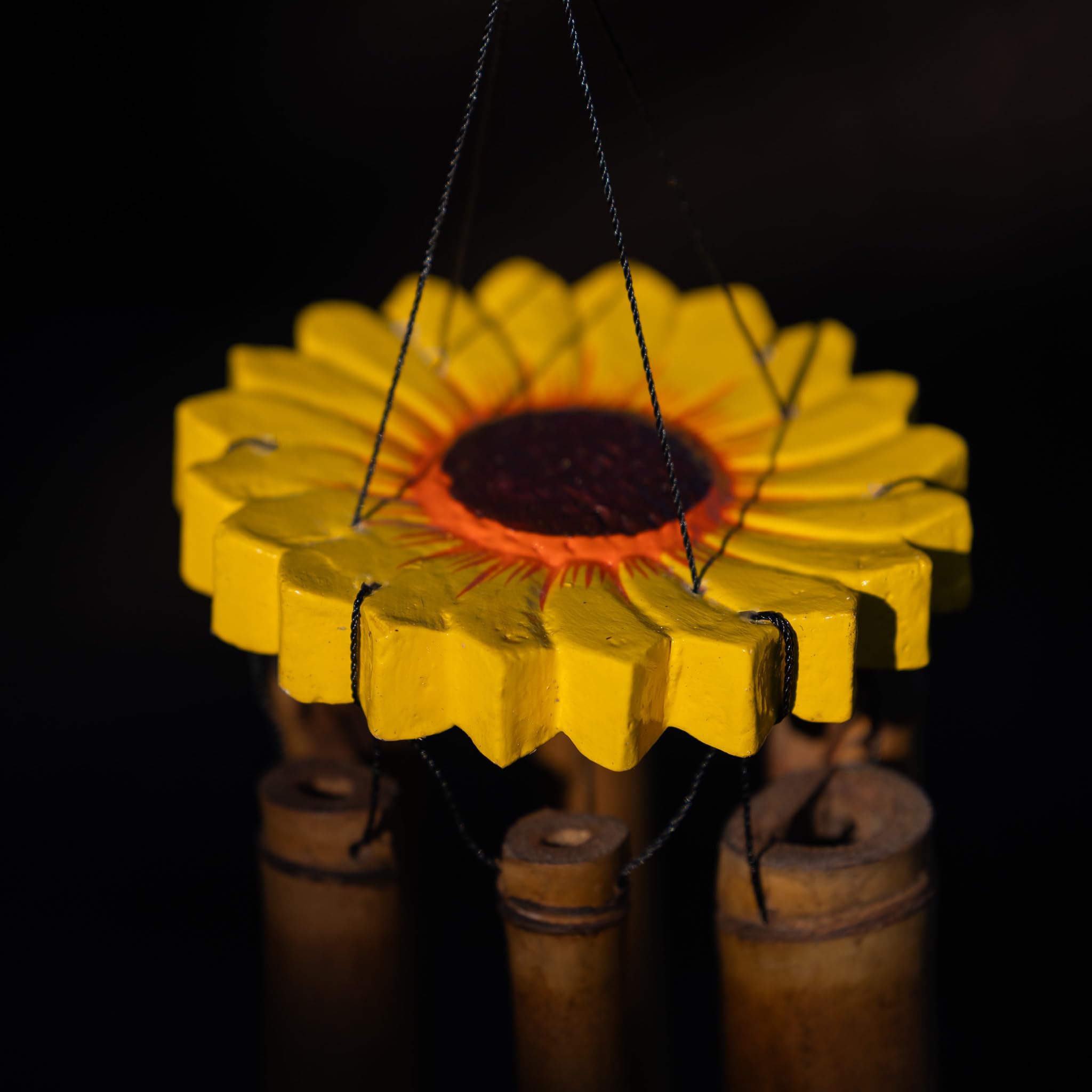 Cohasset Gifts 149 Cohasset Carillon éolien en Bambou Motif Tournesol Jaune Vif