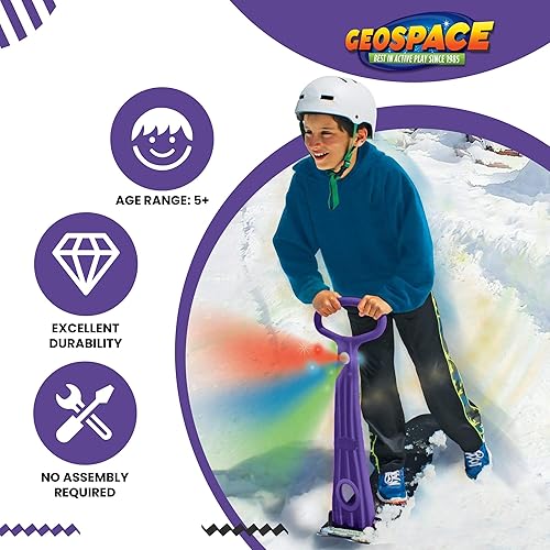 Miniatura 9 de GeoSpace Original LED Ski Skooter Scooter o tabla de snowboard plegable para usar sobre nieve o césped, trineo, juguetes de invierno