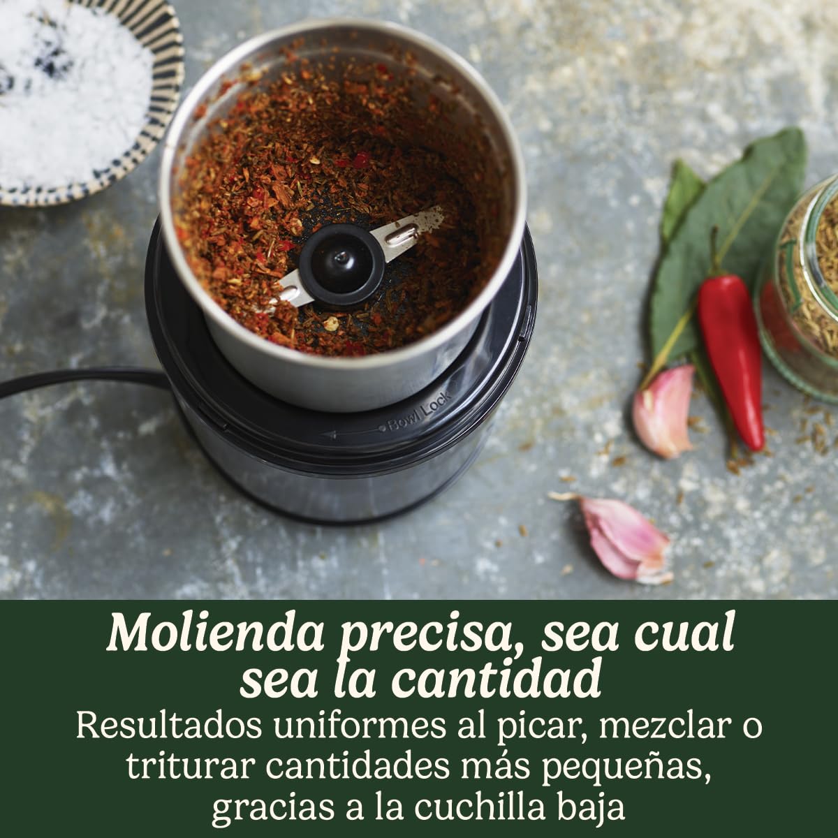 Cuisinart Molinillo Eléctrico de Especias | Molinillo de Café, Frutos Secos, Semillas para la cocina, Húmedo y Seco | Dos cuencos de acero inoxidable con tapa | Apto para lavavajillas | Azul