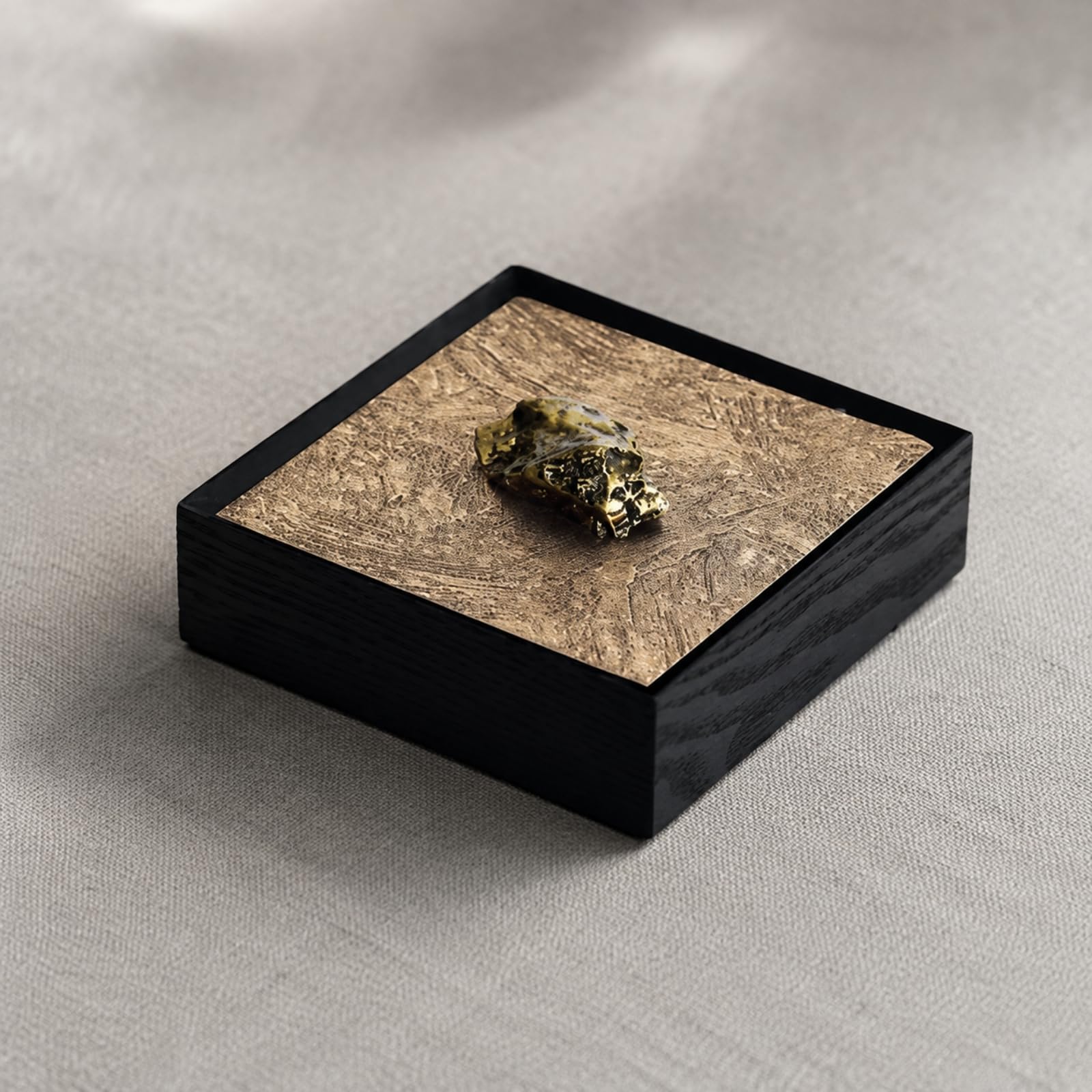 Caja con Cuadrado Compacta Caja Almacenamiento Escritorio Resisn Organizador para Dormitorio, Oro