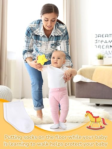 Vista 5 de Jecery 50 Pairs Baby Cotton Socks Bulk Newborn Ankle Unisex Baby Socks Stretch for Toddler Boys Girls