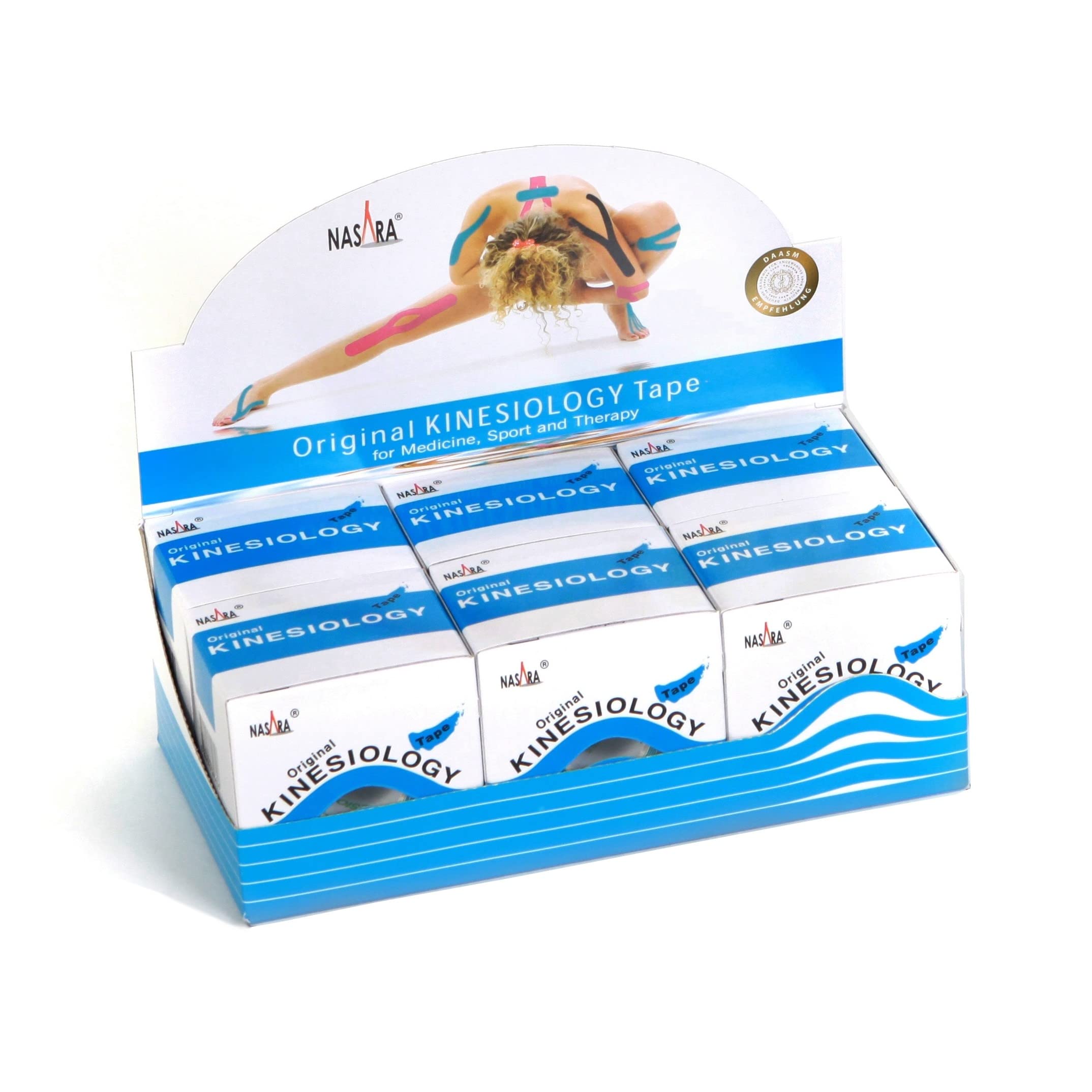 Nasara Original Kinesiology Physio Sport Tape: confezione da 6 nastri per lo sport e la medicina, rotolo da 5cm x 5m, turchese