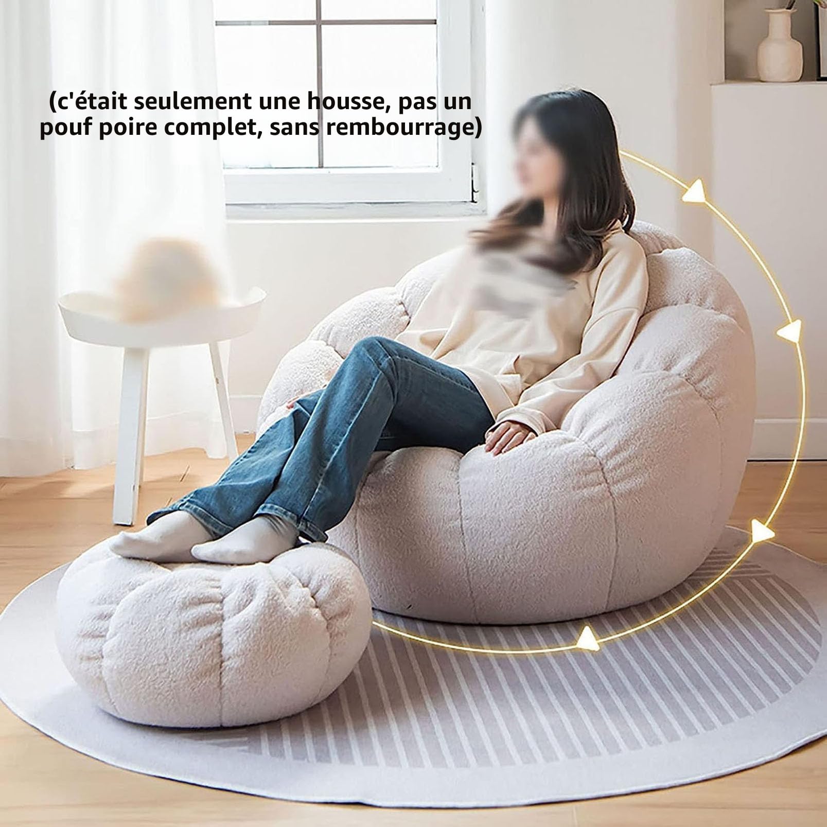 Housse de Pouf Poire, (sans Remplissage!!!) Pouf Poire Adulte 85 x 65 cm pour Extérieur et Intérieur Détente, Chaise Longue de Salon, Chambre Coussin