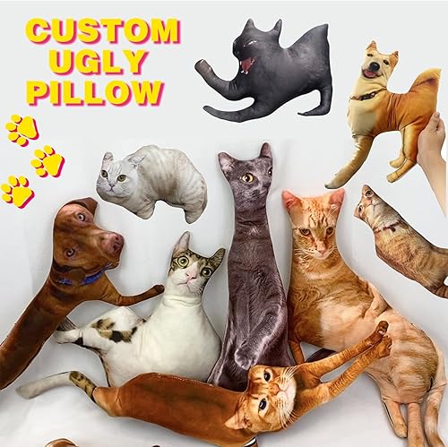 Almohada personalizada para mascotas con foto, almohadas feas para mascotas, almohadas personalizadas para perros y gatos, sin bordes blancos,