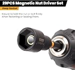MulWark 29 Piece Magnetic Nut Driver Set, Impact drill socket adapter, SAE, and Metric Nut Driver Set Includes Magnetic Bit Holder, Quick Release Extension with Storage Bag