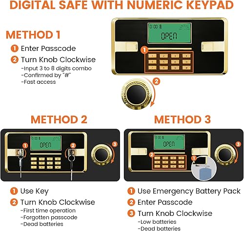 Miniatura 3 de Caja de seguridad digital antirrobo de 4.0 pies cúbicos extra grande para el hogar, impermeable, resistente al fuego, para uso doméstico, gabinete