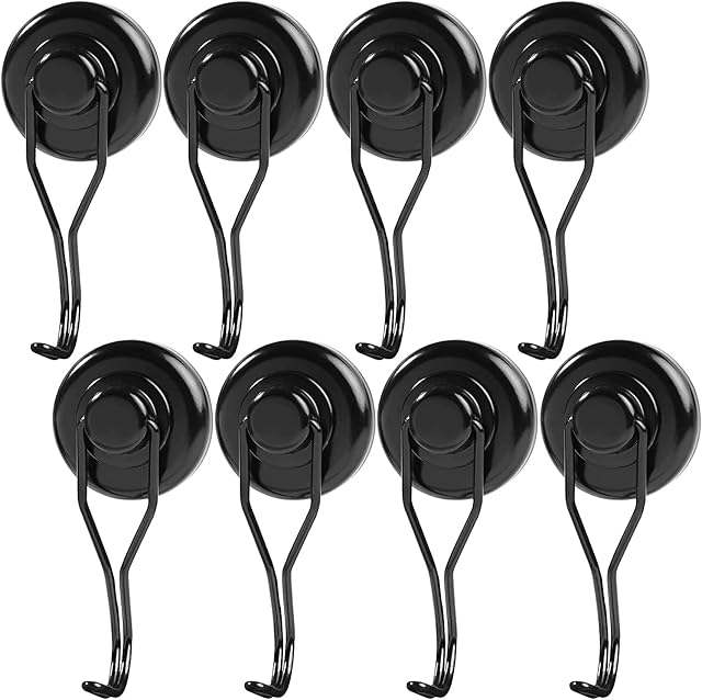 Magnetic Hooks Heavy Duty, 8 Pack 60 lb+ Swivel Swing Neodymium Magnet Hooks, Magnetic Hooks for Fridge, Magnet with Hooks Heavy Duty, Strong Magnet Hooks for Hanging, Ceiling, Workplace, Garage