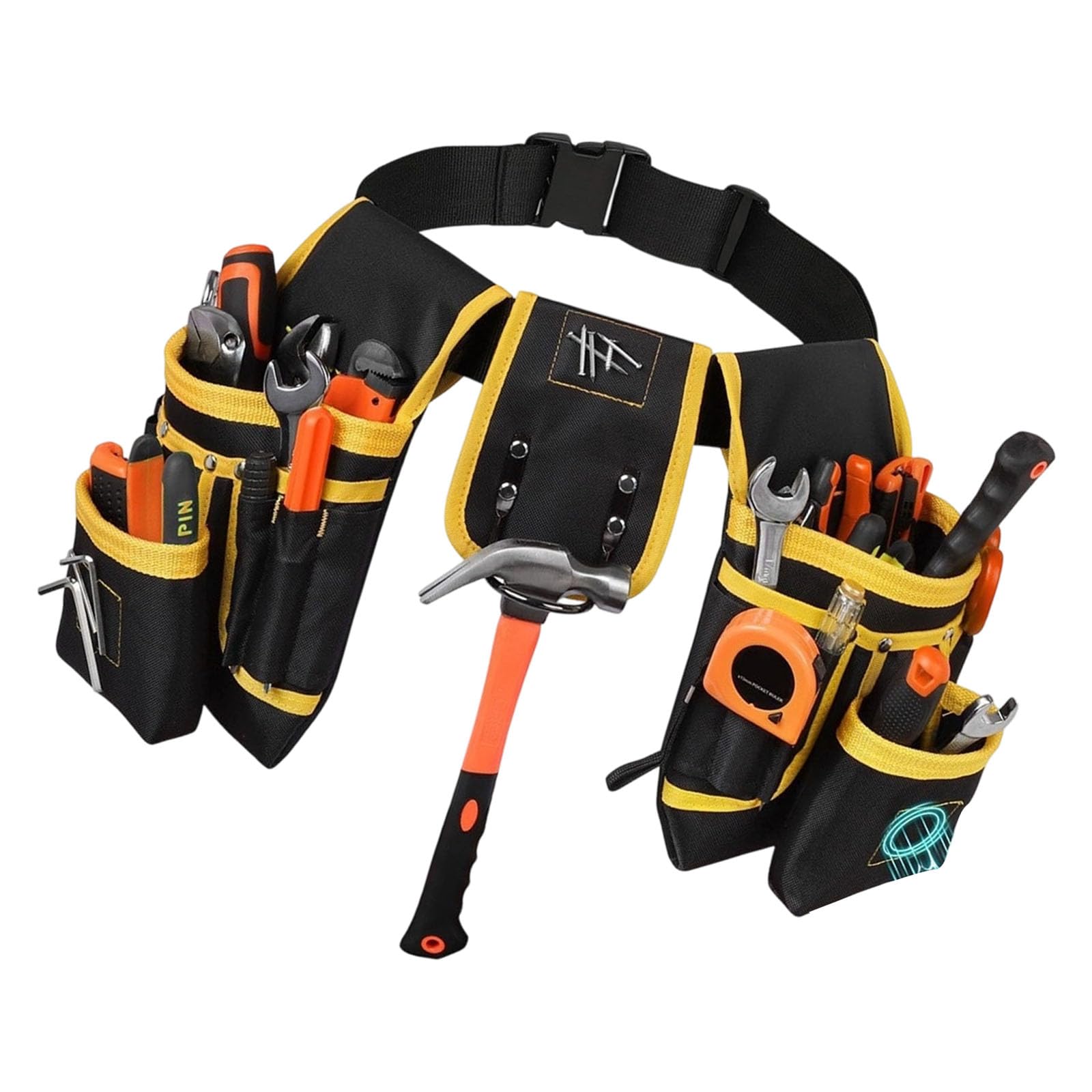 Kaeltsyn Yellow Industrial Tool Organizers Bag With Adjustable Waist Strap Electrician Belt For Outdoor Work Belt Pouches