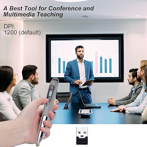 Miniatura 3 de lychee Ratón óptico inalámbrico de bolsillo, 2.4 GHZ USB inalámbrico óptico de escritura a mano, mini bolígrafo de aire, ratones para PC, laptop,