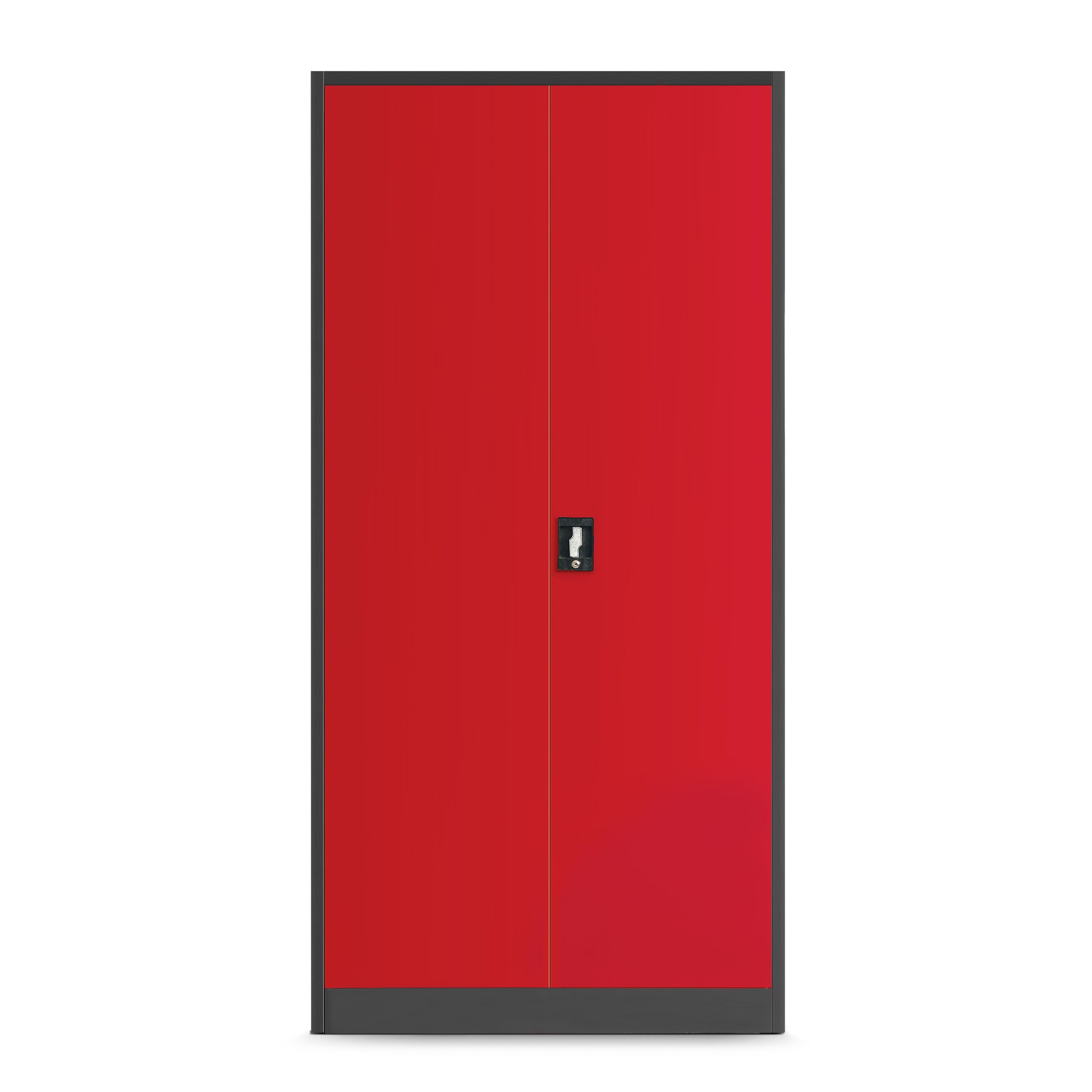 Jan Nowak Armoire à Outils Métallique 4 Étagères 185 x 92 x 50 cm Rouge | Armoire d’atelier verrouillable avec panneau perforé, 4 étagères, portes battantes et finition anthracite-rouge.