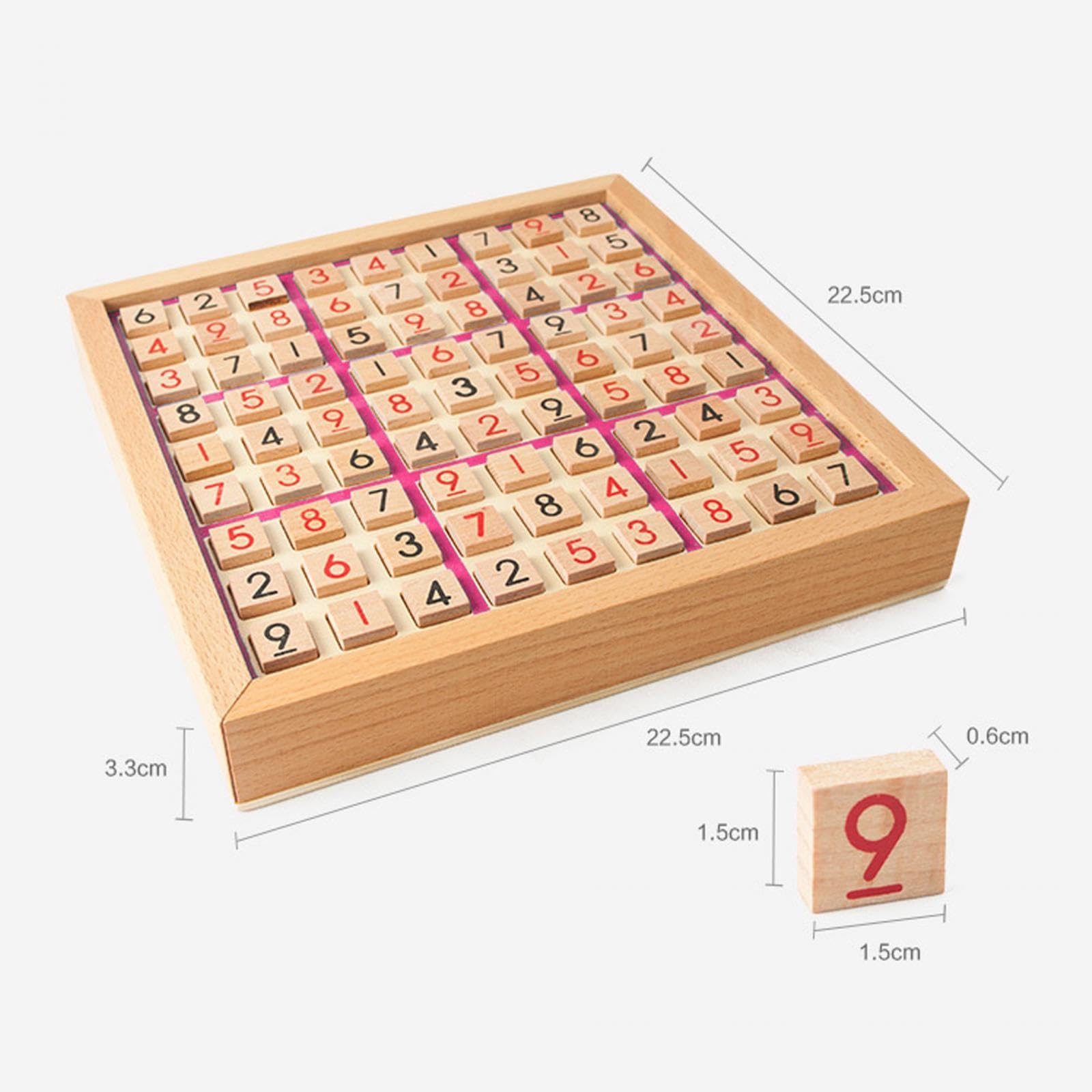 Juego de Mesa de Sudoku de Madera con Manual en Inglés. Juguete de Matemáticas Educativo para Niños, Rosa