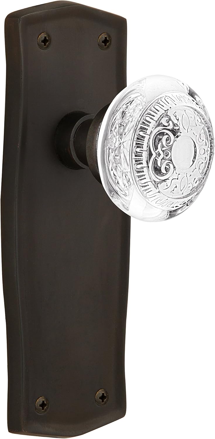 Nostalgic Warehouse 750313 Passage Prairie Plate with Crystal Egg and Dart Knob, 2.375", Antique Pewter