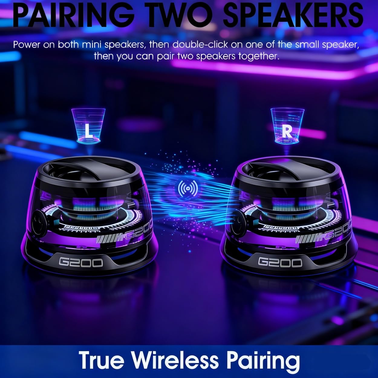Altoparlante magnetico Bluetooth Supporto per telefono Altoparlanti Bluetooth Magnete per PC iPhone Android, piccolo altoparlante portatile con RGB per campeggio, feste, scrivania. 2