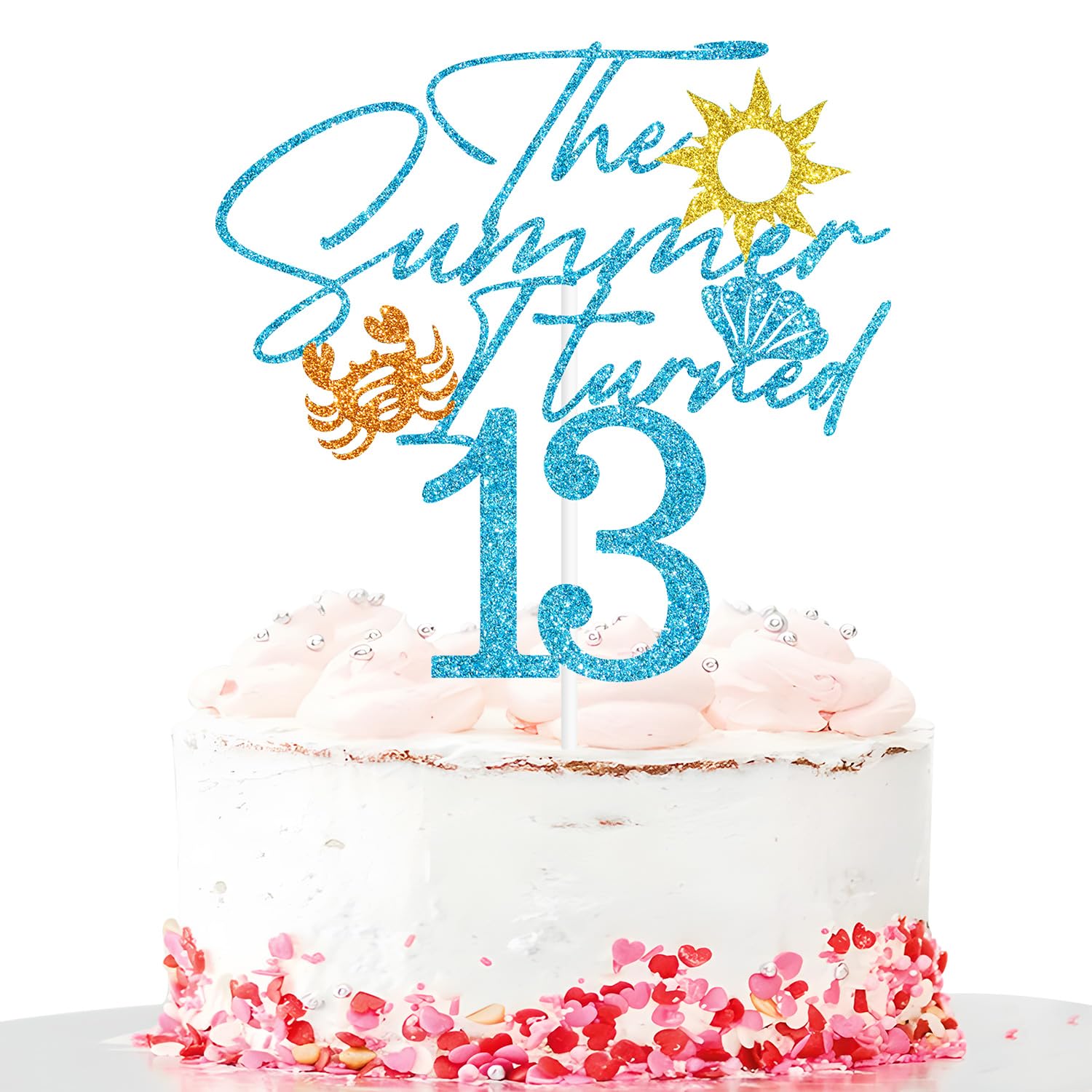 The Summer I Turned 13 Cake Topper, Summer 13th Birthday Cake Decor, Aloha 13, Beach Theme Happy 13th Birthday Party Decorations for Boys Girls