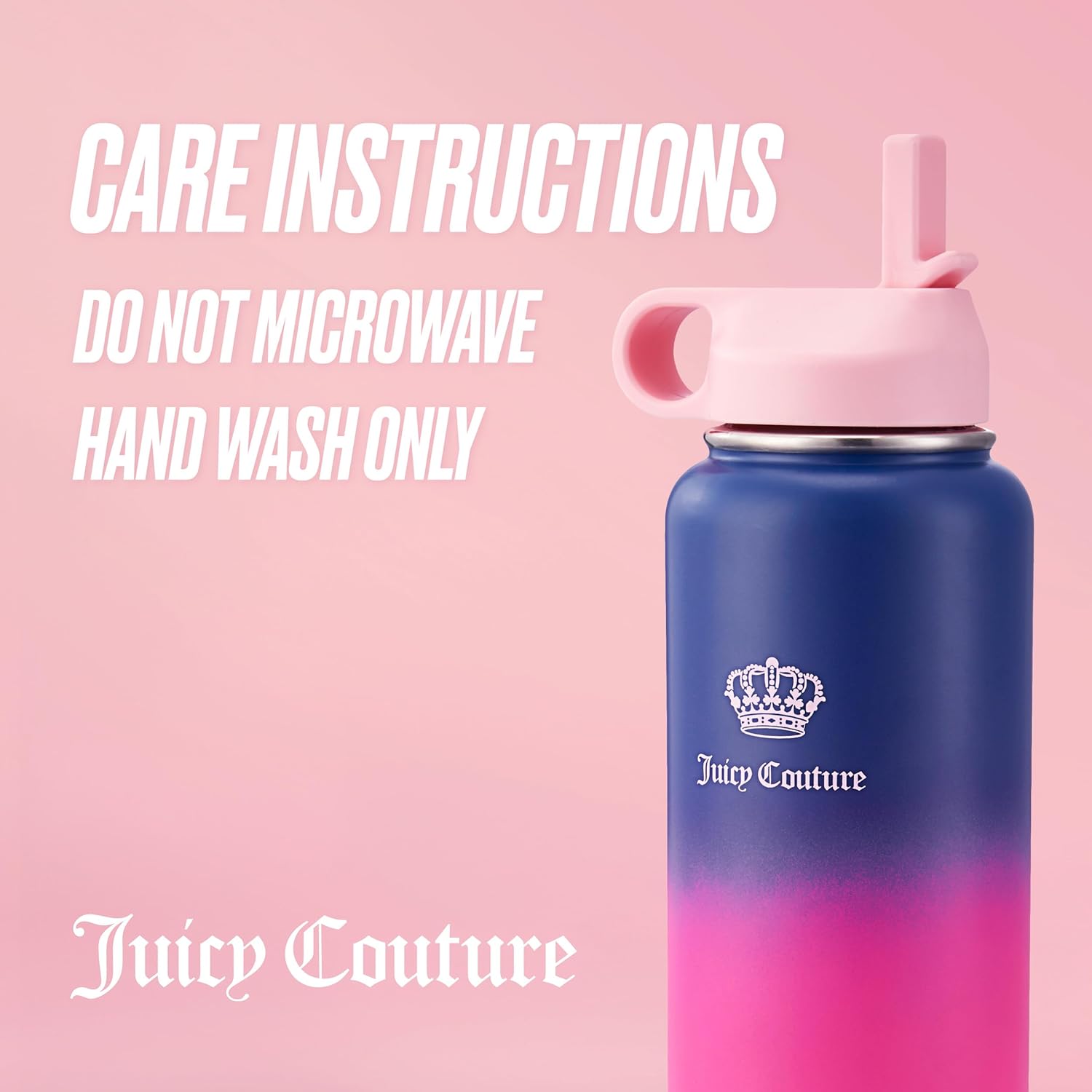 Juicy Couture "Go Girl" Fashion Water Bottle - Navy/Pink - 32oz - Stylish Trendy Hydration Bottle - Fashionable Designer Drinkware for Active Lifestyle - Image 8