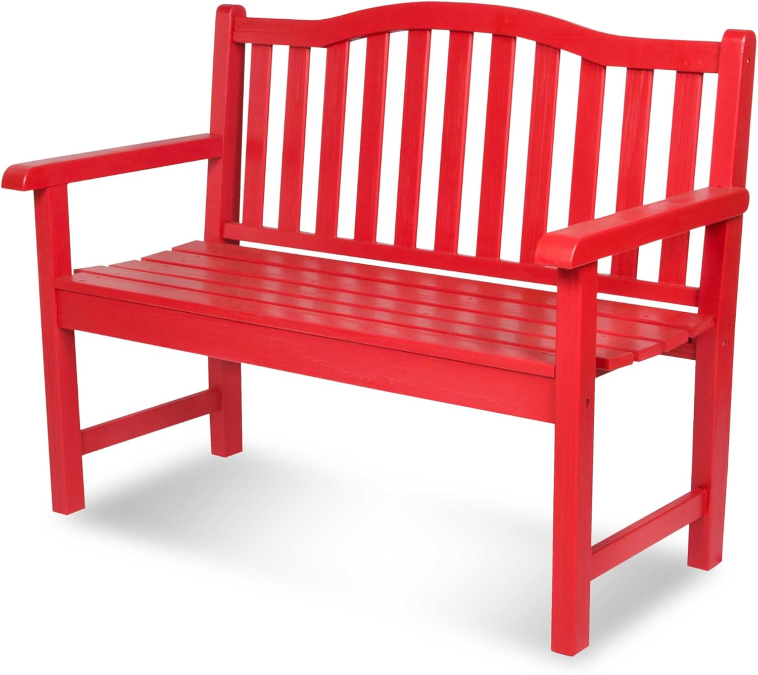 Shine Company Belfort Outdoor Solid Wood Patio Garden Bench, Ergonomic Seat, 22" D x 44.75" W x 36" H, Burnt Brown