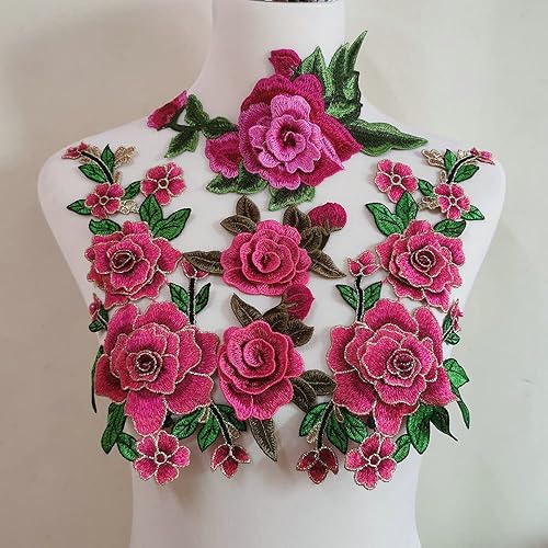 4 piezas bordadas de flores de rosas para coser en el vestido, sombrero, bolsa de jeans, apliques de manualidades, accesorios de ropa, bricolaje