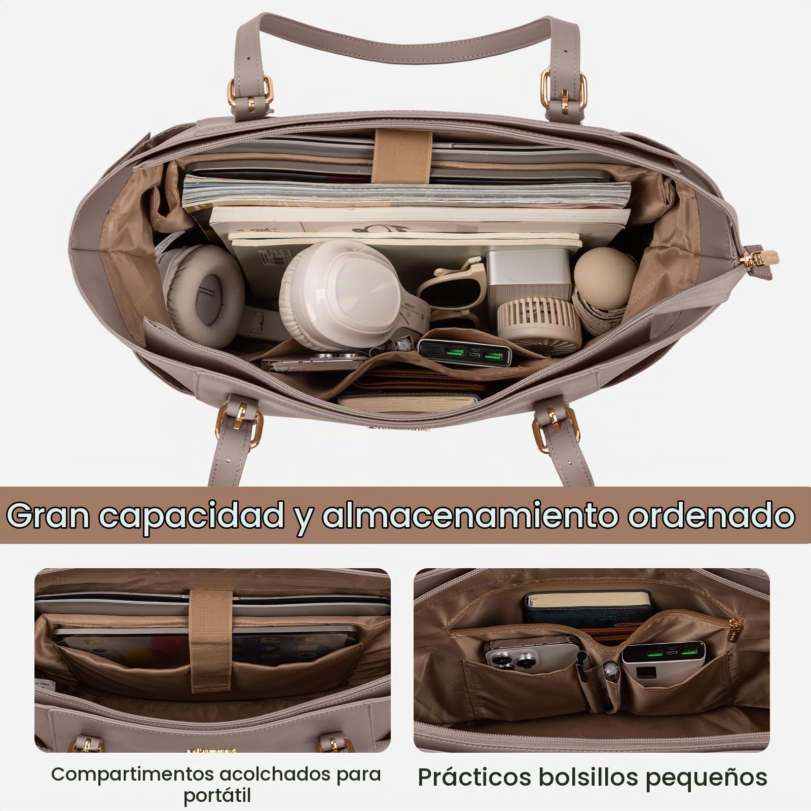 LOVEVOOK Bolso de mano grande para mujer, de piel sintética, para ordenador