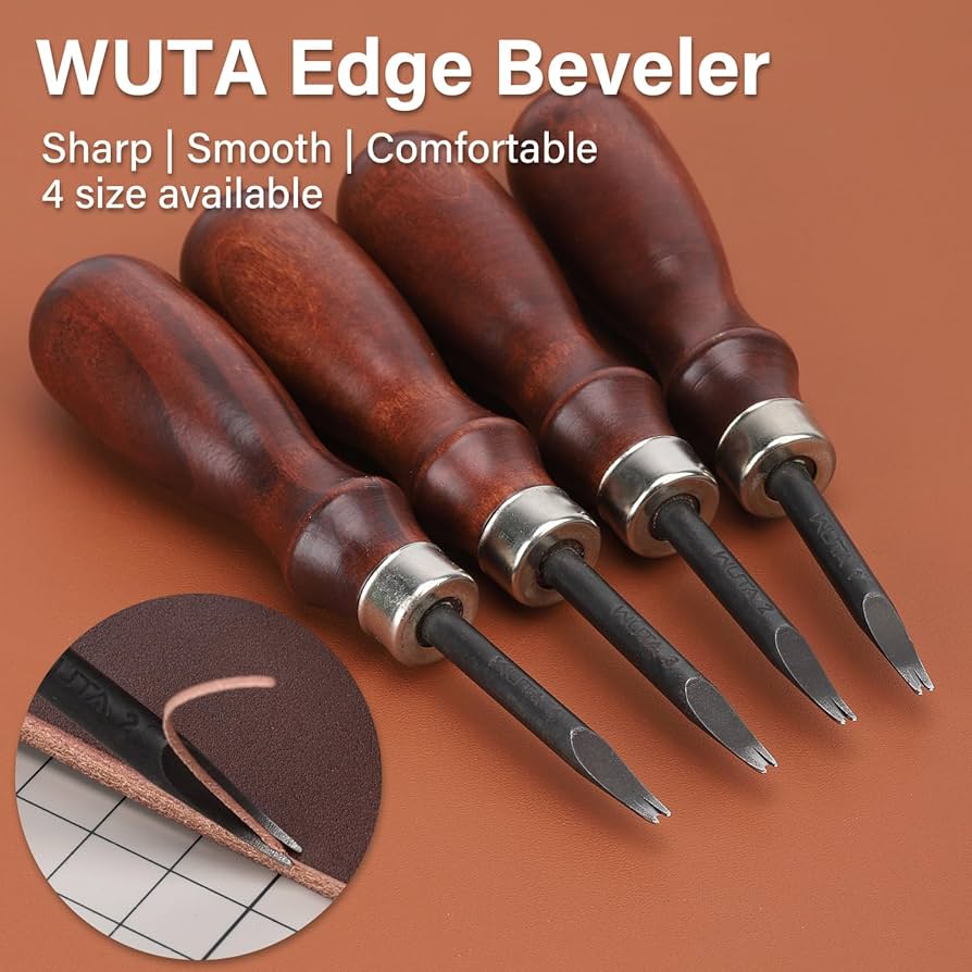 Edge Beveler Leather Edge Skiving Beveler Leather Wood Handle Craft Edge Cutting Tool, 4mm/6mm/8mm/10mm Optional(8mm