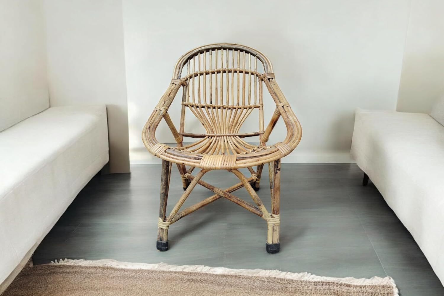 Indian Handicraft Bamboo Cane Furniture Traditional Artistry Boho Home Decor Garden Chair, Outdoor Patio Backyard Decor, Housewarming Gift