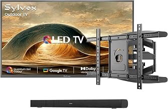 SYLVOX Outdoor TV with Soundbar & Mount, 75 inch 4K QLED Smart TV, Weatherproof TVs Support Google Assistant, Wide Viewing Angle, IP56 Waterproof, 1000 Nits Partial Sun QLED Television(2026 Model)