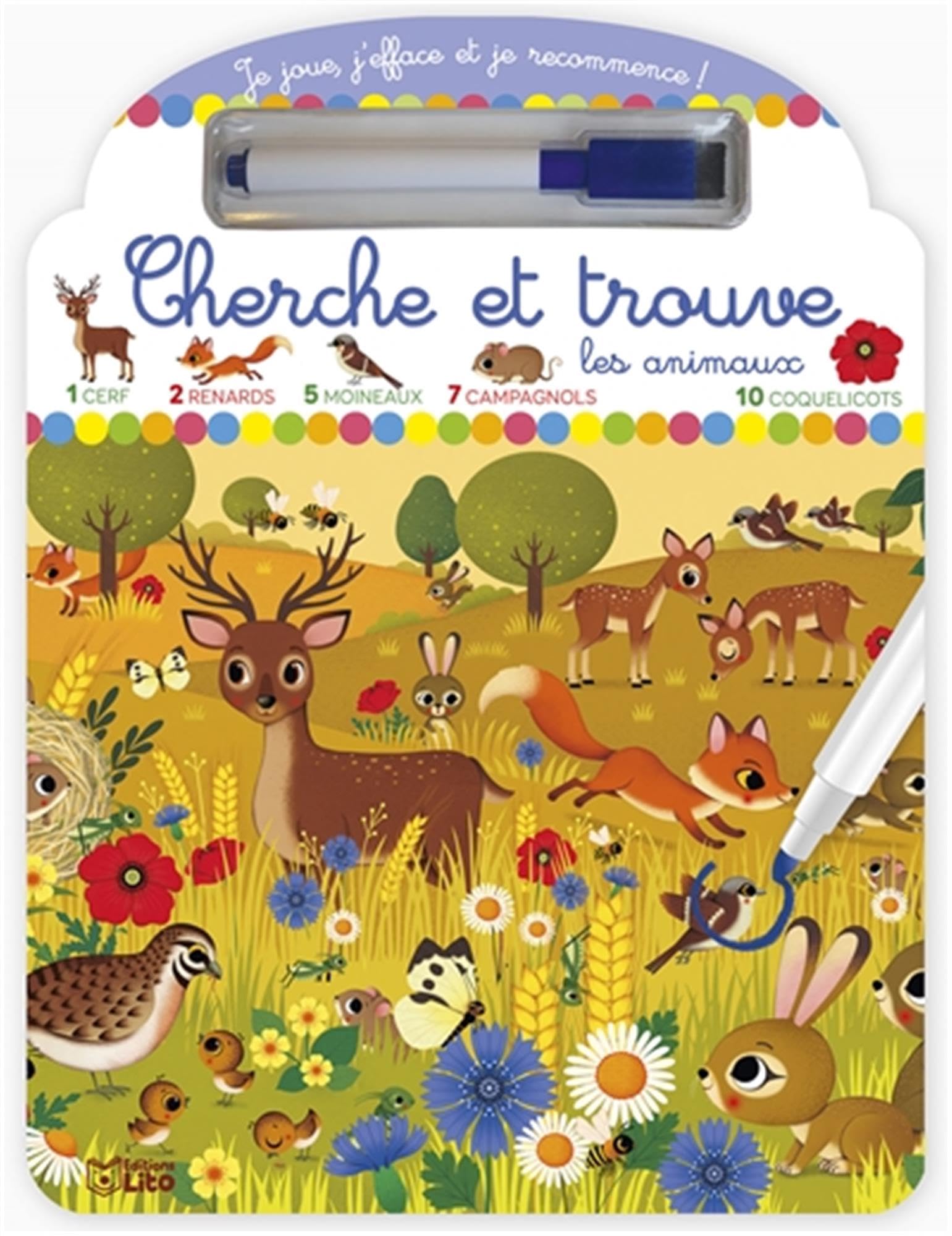 CHERCHE TROUVE LES ANIMAUX: Avec un feutre effaçable