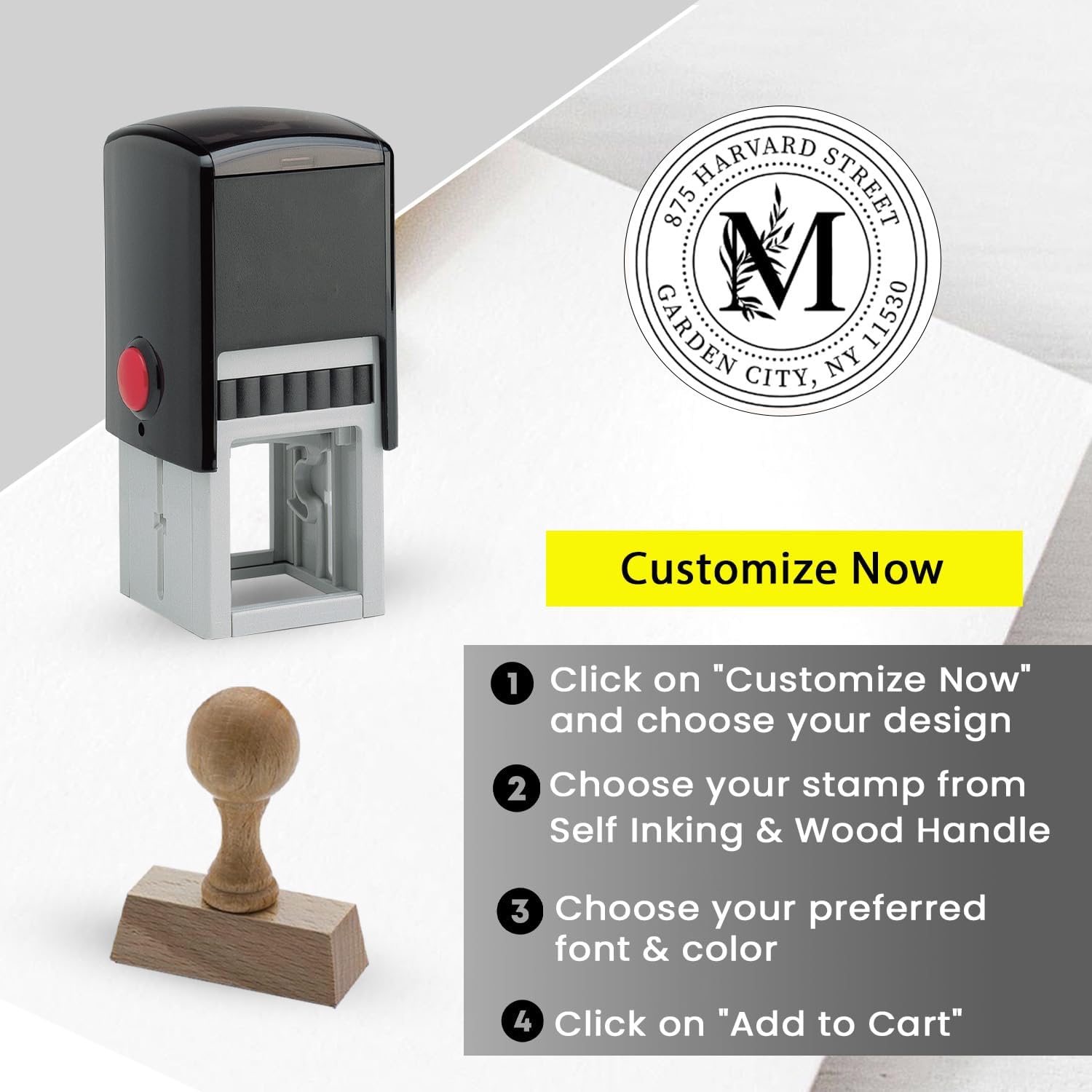 Monogram Address Stamp Self-Inking Personalized Address Stamp 10+ Designs! 7+ Designs