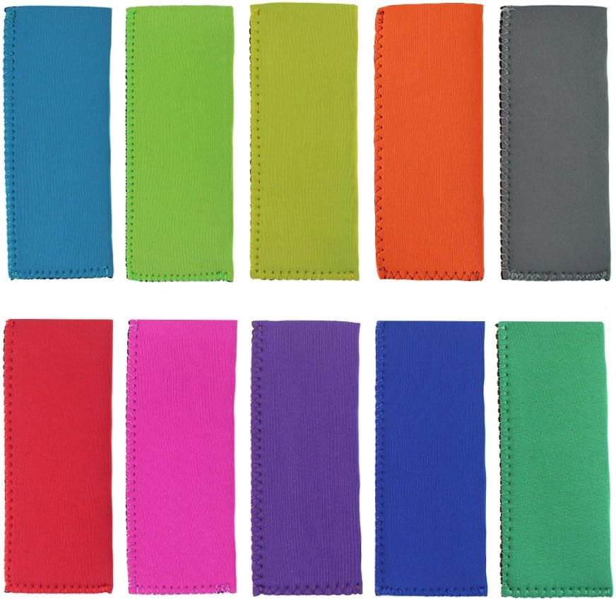 CREATRILL 10 Pack Ice Pop Sleeves Popsicle Holders Bags, Neoprene Fabric, 10 Colors