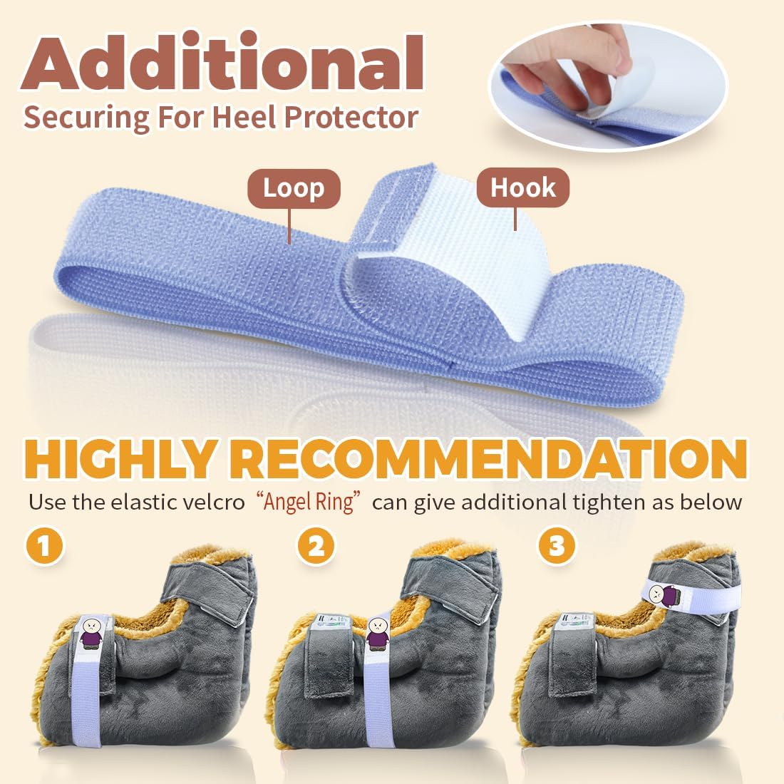 Heel Protectors for Bed Pressure Sores in Bed,Foot Boot Pillow Comfort Cushion for Bedridden Patients Remove Bedsores, Ankle Booties Pad for Ulcer Pain Relief (Gray, Pack of 1 Count)
