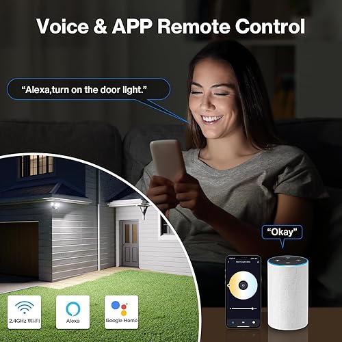 Miniatura 2 de Olafus Luz de inundación LED inteligente de 55 W para exteriores con sensor de movimiento, luz de seguridad WiFi exterior sintonizable de 2700
