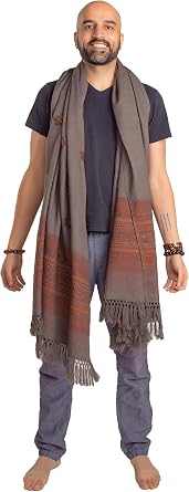 Exotic Vegan Meditation Shawl - Large Unisex Prayer Wrap, Oversize Scarf & Versatile Indian Style Blanket