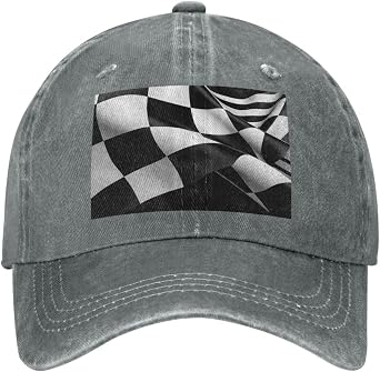 Black White Formula Checkered Flags Unisex Baseball Cap Breathable Cotton Trucker Hat Classic Denim Dad Hat Summer Sun Hat