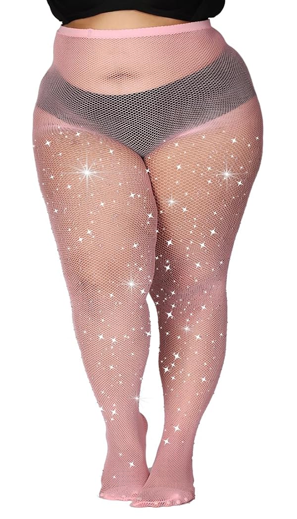 MERYLURE Indestructible Ultra Sparkly Tights for Women, Rhinestone Fishnet Party Stockings for Women, Jeweled Plus Size by MERYLURE - Used condition - US$8.01