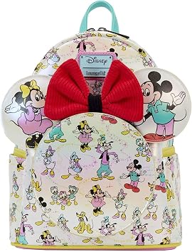 Minnie & Mickey Loungefly Mickey & Friends Disney 100 AOP Ear Holder Womens Mini Backpack Multi-Coloured, multi-coloured, One Size