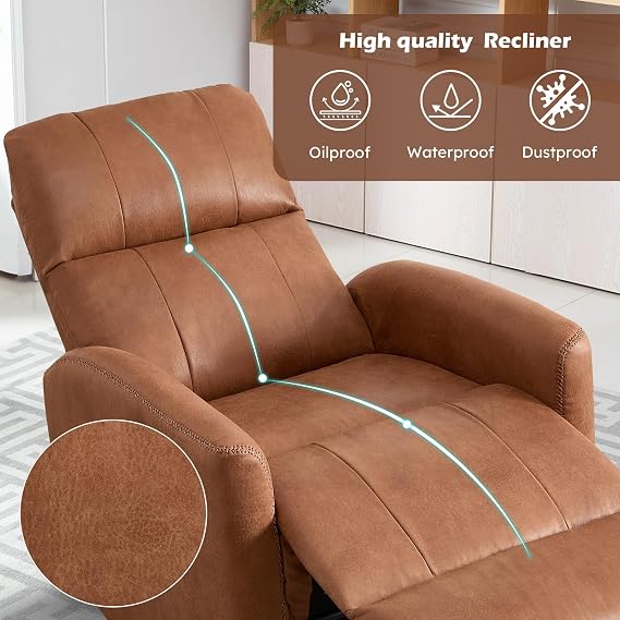 ANJ Manual Swivel Rocker Recliner, Glider Recliners with Padded Armrest and Backrest, Soft Faux Leather Nursery Rocking Recliner Chair Reclining Sofa for Living Room