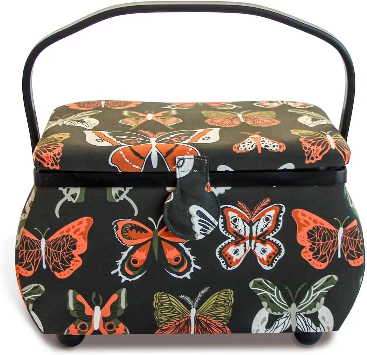 Prym Large Curved Sewing Basket, Orange Butterfly