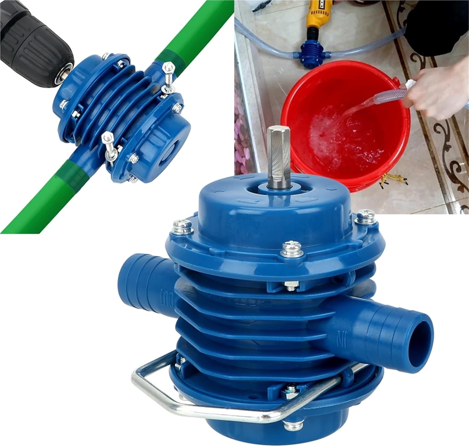 Mini Heavy Duty Self-Priming Hand Electric Drill Water Pump No Power Required Home Garden Centrifugal Pumps(Type B)