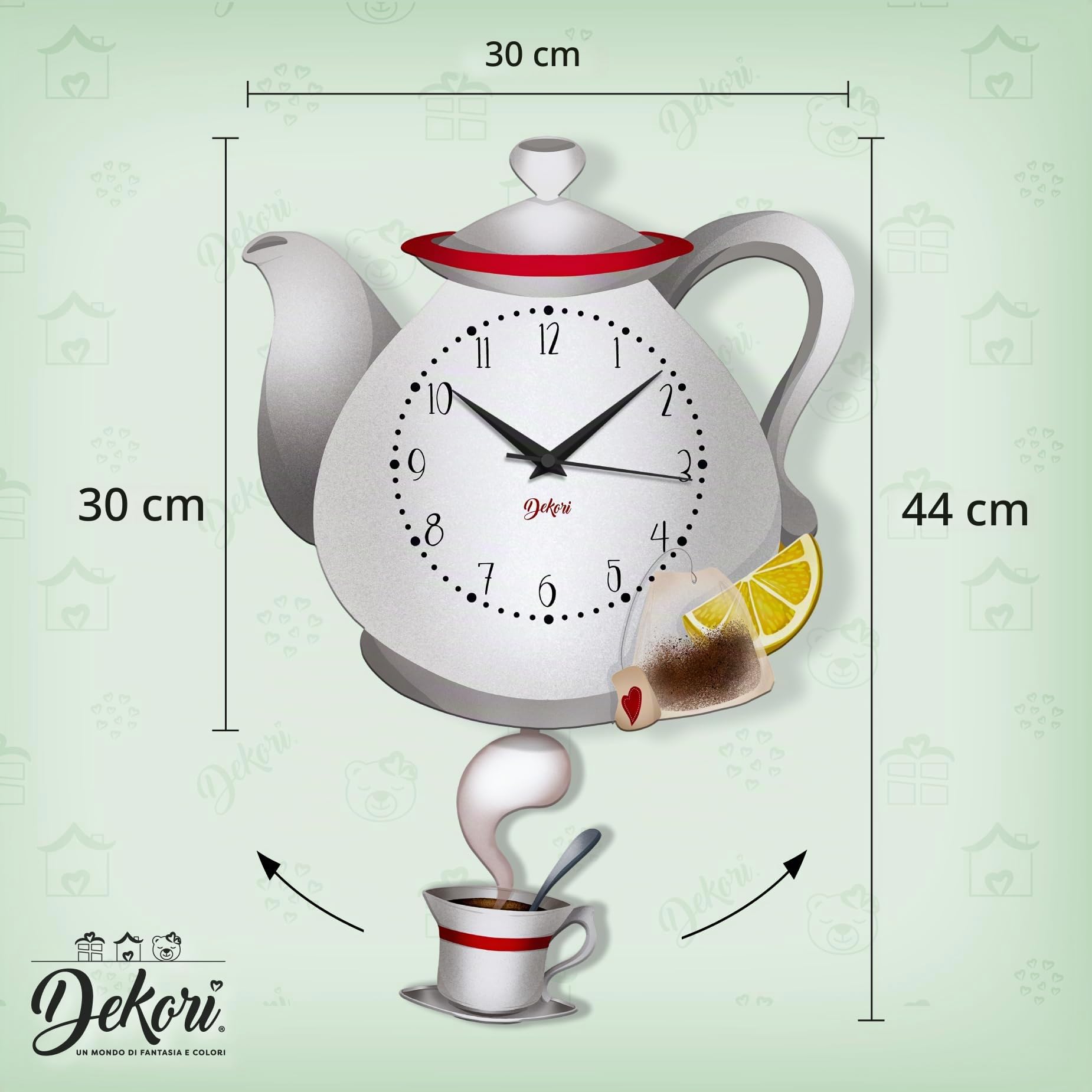 Reloj de pared de cocina de madera con péndulo oscilante, reloj decorativo silencioso, diseño natural para cocina, salón, casa