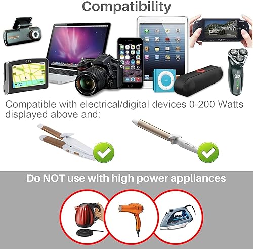 Miniatura 5 de FOVAL Convertidor de voltaje de 240 V a 100 V con adaptador de viaje internacional USB de 4 puertos para China Reino Unido Europa etc - Uso para