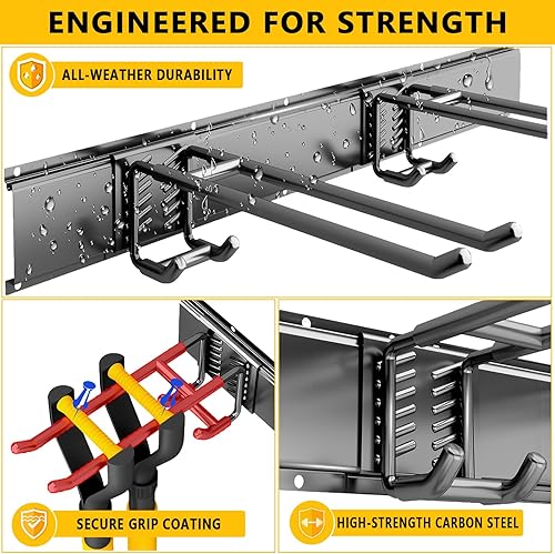 Miniatura 4 de Organizador de herramientas de garaje para montaje en pared, sistema de almacenamiento de garaje resistente de 48 pulgadas y organizador de