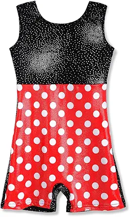 HOZIY Gymnastics Leotards for Girls Sparkly Biketard Mermaid Green Red Hot Pink Polka Dots