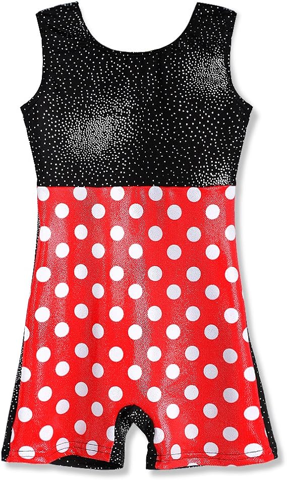 HOZIY Gymnastics Leotards for Girls Sparkly Biketard Mermaid Green Red Hot Pink Polka Dots