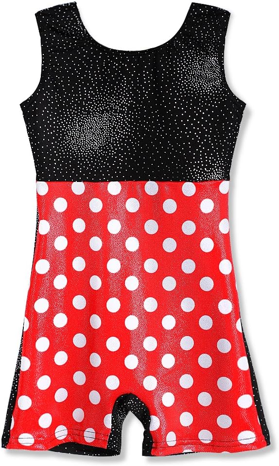 HOZIY Gymnastics Leotards for Girls Sparkly Biketard Mermaid Green Red Hot Pink Polka Dots
