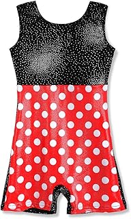 HOZIY Gymnastics Leotards for Girls Sparkly Biketard Mermaid Green Red Hot Pink Polka Dots
