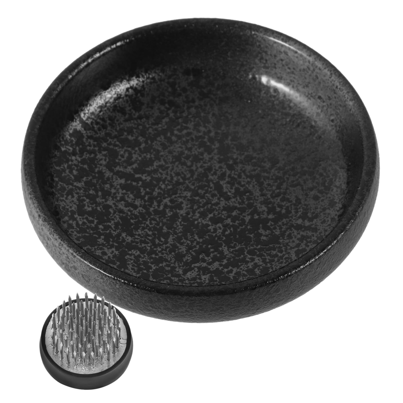 VILLCASE Retro Style Ceramic Flower Plate Flower Arrangement Holder Metal Pin Florist Tool