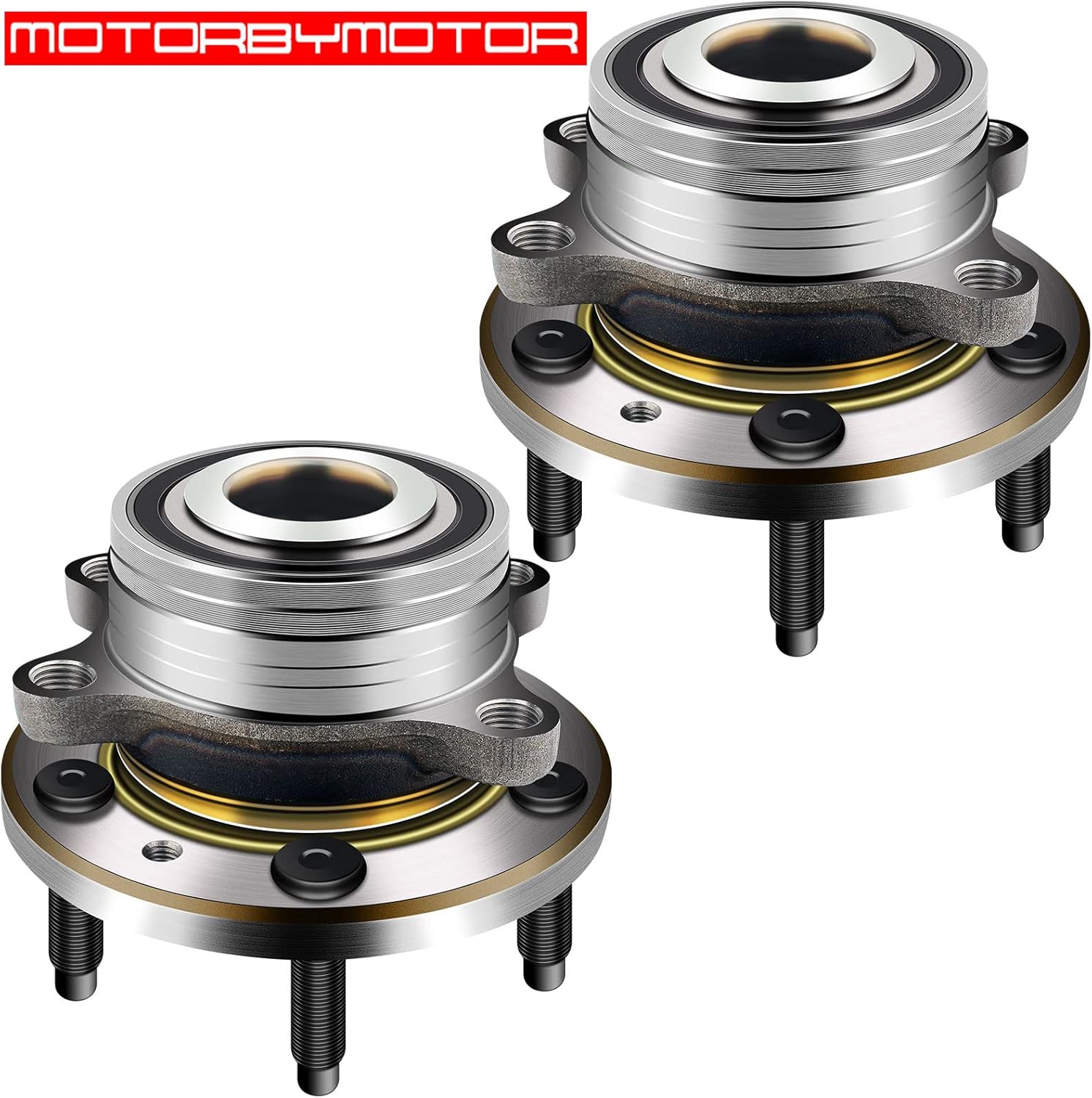 MotorbyMotor 512460 Front/Rear Wheel Bearing and Hub Assembly with 5 Lugs fits for 2011-2019 Ford Explorer, 2013-2019 Ford Police Interceptor Utility Low-Runout OE Directly Replacement Hub Bearing 2pc