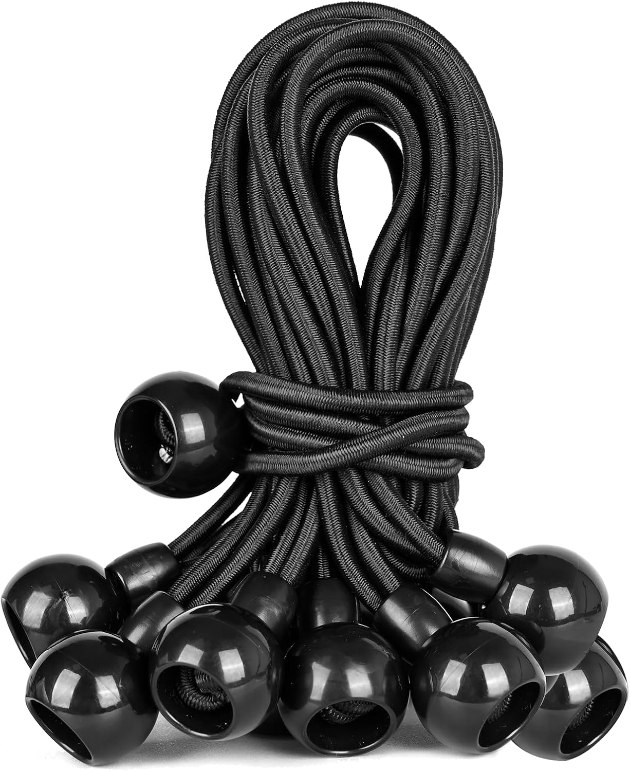 Versatile Windproof Bungee Cord Durability Tie Down Cords UV Resistant Straps Multifunction Elastic Rope (25, Black, 6 inch)