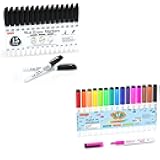 Wet Erase & Dry Markers Bundle - 15 Colors Dry Erase Markers + 15 Pack Black Wet Erase Markers